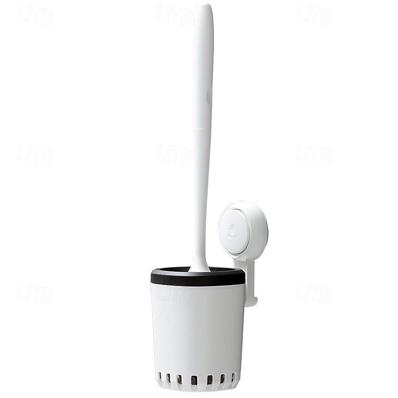 TAILI Toilet Brush Wall Mounted, Suction Cup Toilet Brush with Silicone Bristles Toilet Brush and Holder with Ventilated Holder Toilet Cleaner Brush
