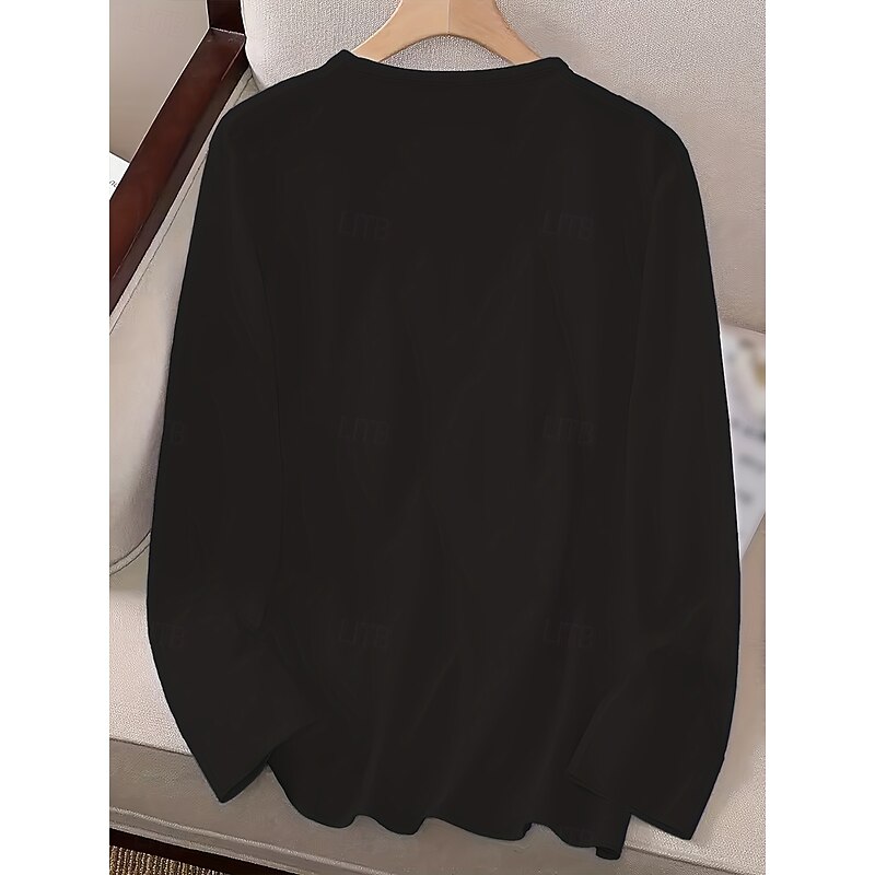 Halloween Women's T Shirt Skulls Graphic Vintage Stylish Classic Long Sleeve Crew Neck Round Neck Regular Tops Daily Print Black Gray Fall Winter2