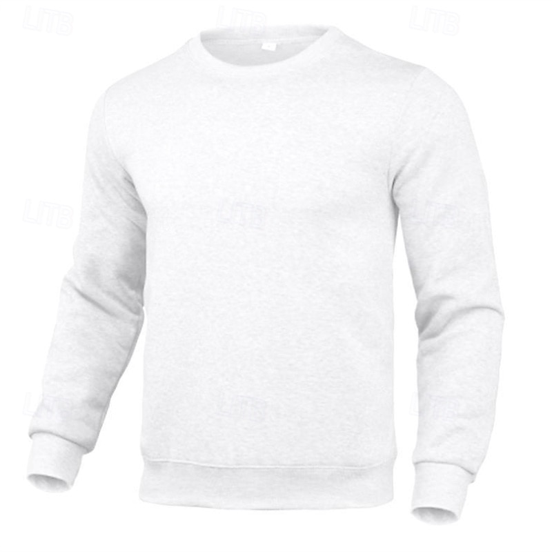 Men's Sweatshirt Fleece Sweatshirt Pullover Fleece lined Hoodie Black White Yellow Pink Red Crew Neck Plain Sports & Outdoor Casual Daily Polyester Streetwear Cool Sportswear Spring &  Fall Clothing3