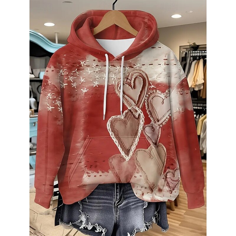 Women's 3D Print Pullover Hoodie Sweatshirt Graphic Casual Long Sleeve Hooded Regular Tops Party Evening Wear Street Dailywear Pink Red Purple Gray Spring Fall Winter4