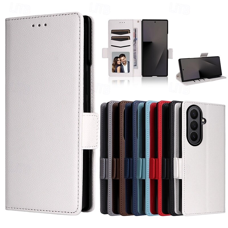 Phone Case For Samsung Galaxy Z Fold 7 Z Fold 6 Z Fold 5 Z Fold 4 Back Cover with Wrist Strap Kickstand Card Slot Retro TPU PU Leather - Main Image