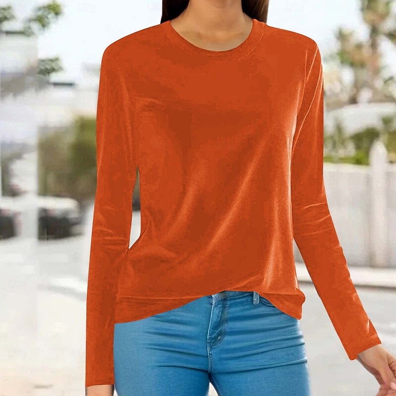 Women's Shirt Dressy Tops Formal Work Shirt Blouse Evening Tops Elegant Bohemia Vintage Long Sleeve Crew Neck Regular Tops Black Red Blue Orange Green Spring Fall Winter Spring, Fall, Winter4