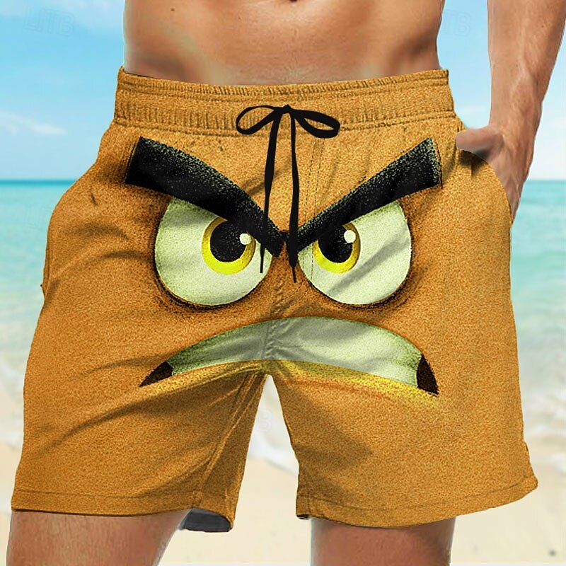 Men's 3D Cartoon Big Eyes Swim Trunks Swim Shorts Board Shorts Mid Waist Funny Outdoor Vacation Dailywear Side Pockets Mesh Lining Elastic Drawstring Waist Designer Clothing Apparel4