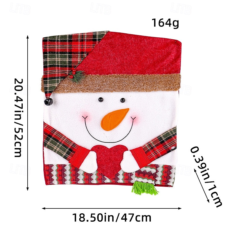 Christmas Chair Cover Holiday Decoration Plush Doll Chair Cap European Style Ornament for Home Dining Room Stool Cover Festive Seasonal Christmas Party Accessory4