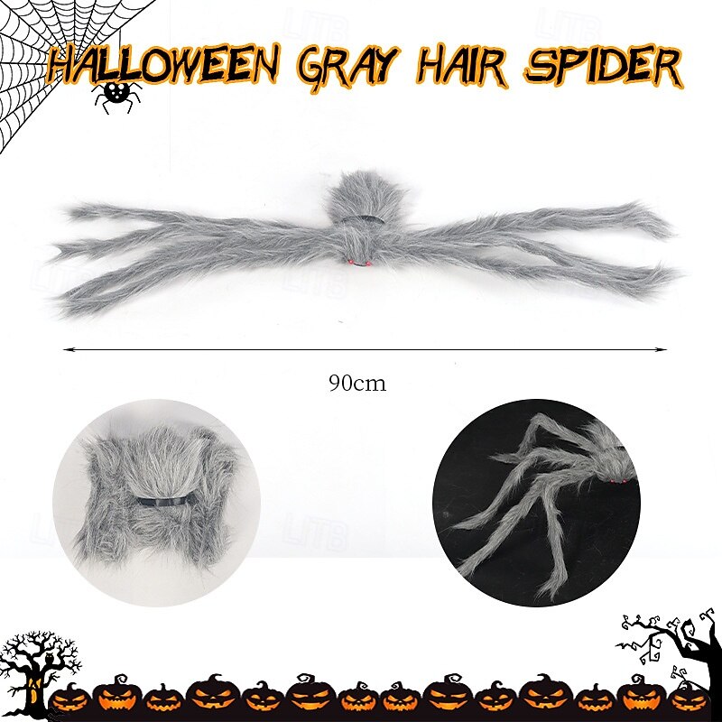 Halloween Decoration Outdoor Spider Large Giant Spider Scary Spiders Garden Horror Decorations Scary Stretchy Giant Spider for Yard, Patio, Lawn, Garden, Window, White Grey4