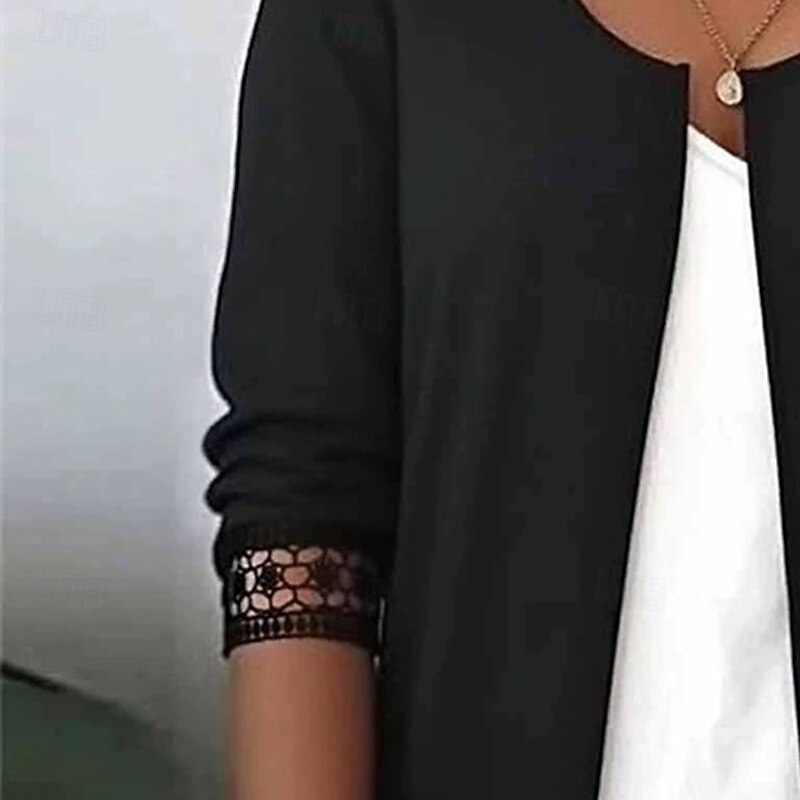 Women's Sweater Fashion Solid Color Ribbed Crew Neck Knitted Half Sleeve Regular Tops Knit Holiday Going out Weekend Black Fall2