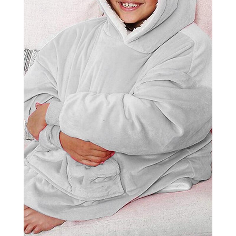 Kids Girls' Hoodie Solid Color Long Sleeve Pocket Winter Streetwear Daily Polyester Casual Tailored Fit