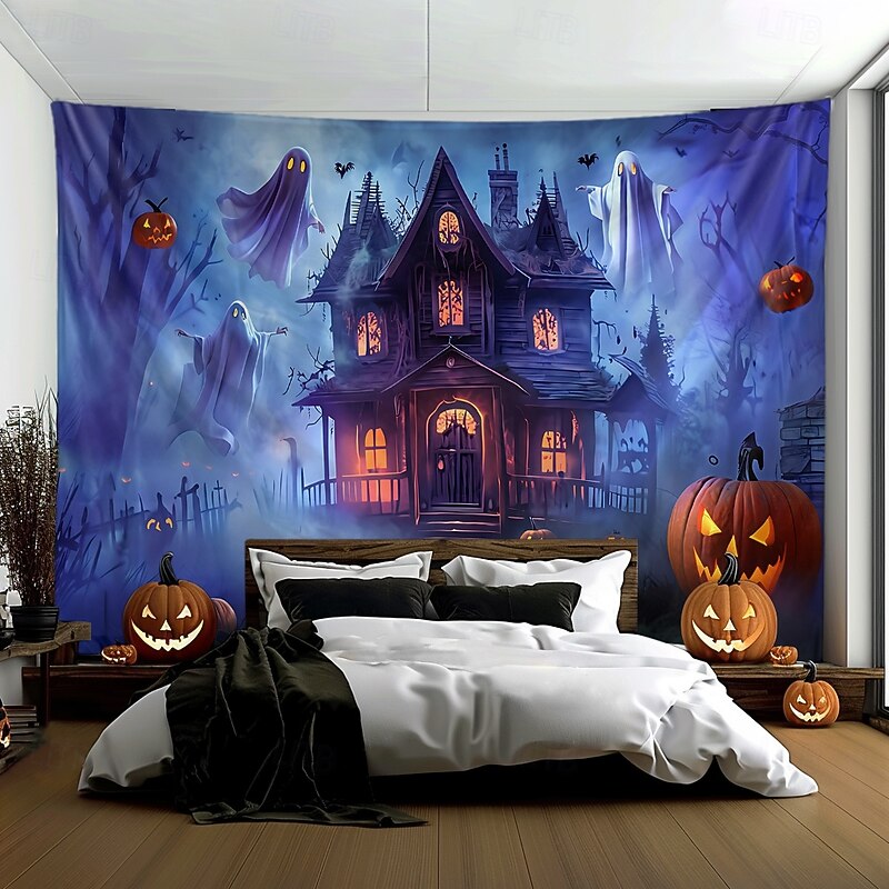 Halloween Tapestry Banners Wall Hangings Pumpkin Ghost Fantasy Dark Punk Gothic Style Party Dorm Shooting Backgrounds Home Decor4
