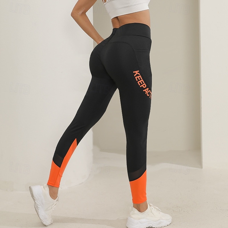 Women's Cropped Trousers Yoga Leggings with Pockets Tummy Control High Waist Gym Athletic Pilates Bottoms Solid Color Black Fall Sports Activewear4