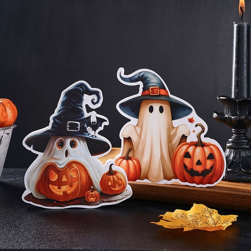 3PCS Halloween Decor Foam Board Ghost and Pumpkin Shape Home Tabletop Decorations Spooky Indoor Craft Ornaments for Halloween Atmosphere4