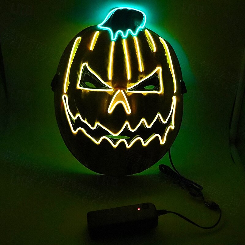 Pumpkin Halloween Mask Scary Glow in the Dark Led Light Up Adults' Unisex Halloween Carnival Performance Party Easy Halloween Costumes Dress Up4