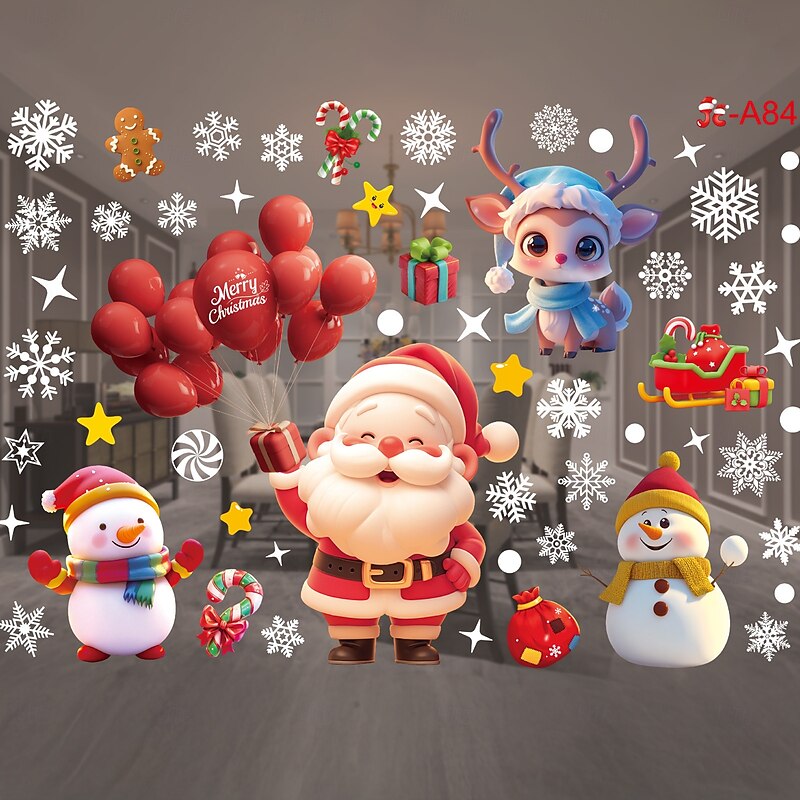 Christmas Window Clings Wall Sticker, Snowflake Window Stickers, Removable No-Trace Christmas Decorations, Holiday Atmosphere Decor2