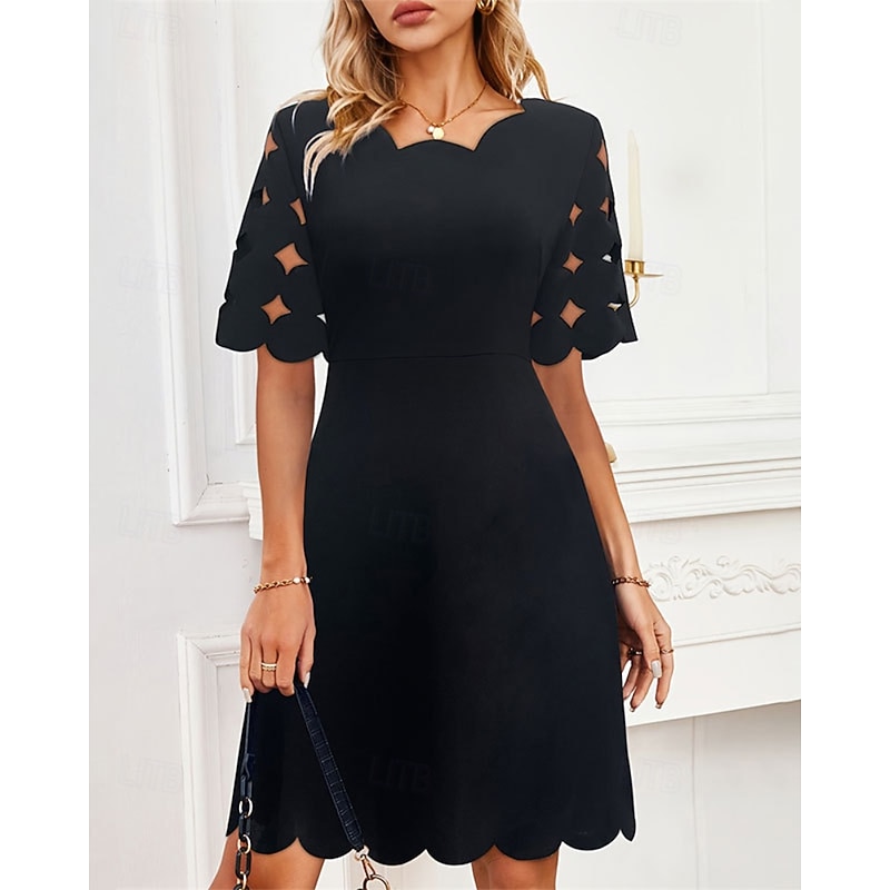 Women's Mini Dress Black Dress Casual Dress Cocktail Dress Formal Dress Classic Modern Outdoor Holiday Going out Regular Fit Plain Short Sleeve Crew Neck Black Summer