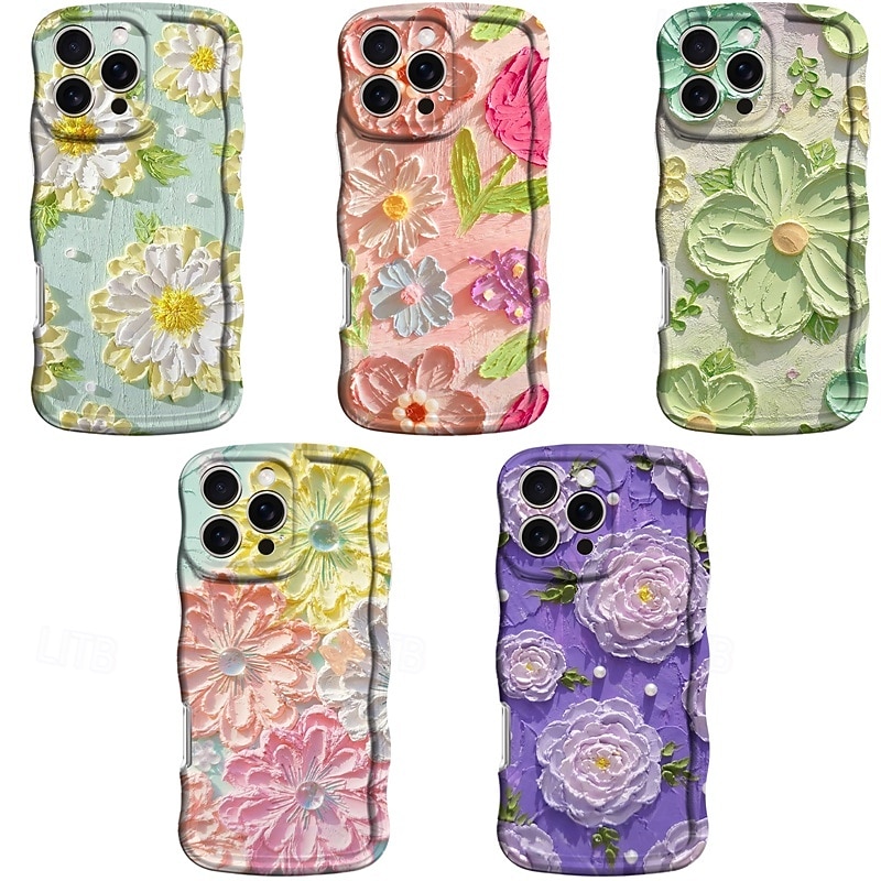 Phone Case For iPhone 16 Pro Max Plus 16 15 Pro Max Plus Back Cover Shockproof Flower Floral TPU