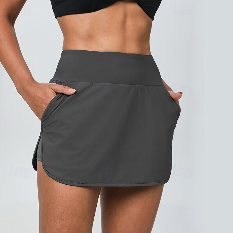 Women's Solid Colored Tennis Skirts Pocket Moisture Wicking Breathable Tennis Pickleball Running Bottoms Pink Wine Blue Tennis Clothing4