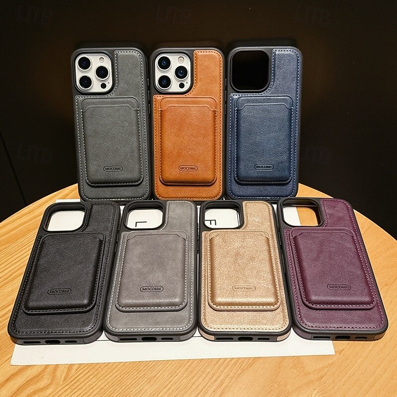 Phone Case For iPhone 17 Pro Max 17 Air 16 15 14 Pro Max Plus 16e 13 Pro Max Back Cover Magnetic Card Slot Shockproof Retro TPU PU Leather