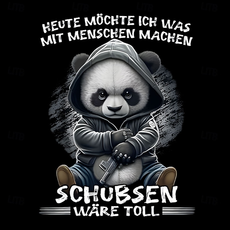 Men's Funny Panda Graphic T-Shirt - 'Today I Want to Push People' Sarcastic Quote Lifestyle Tee Short Sleeve2