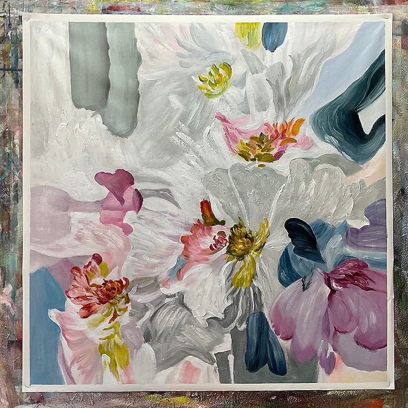 Mintura Handmade Oil Paintings On Canvas Wall Art Decoration Modern Abstract Flowers Picture For Home Decor Rolled Frameless Unstretched Painting3