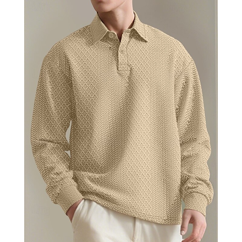 Men's Golf Shirt Golf Polos Shirts Work Casual Lapel Short Sleeve Basic Modern Plain Jacquard Buttons Spring Fall Regular Fit Black Khaki Light Blue Gray Golf Shirt3