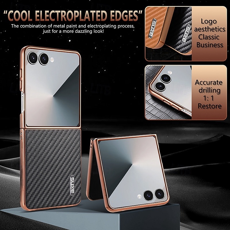 Phone Case For Samsung Galaxy Z Flip 7 Z Flip 6 Z Flip 5 Z Flip 4 Back Cover Shockproof Retro TPU PU Leather