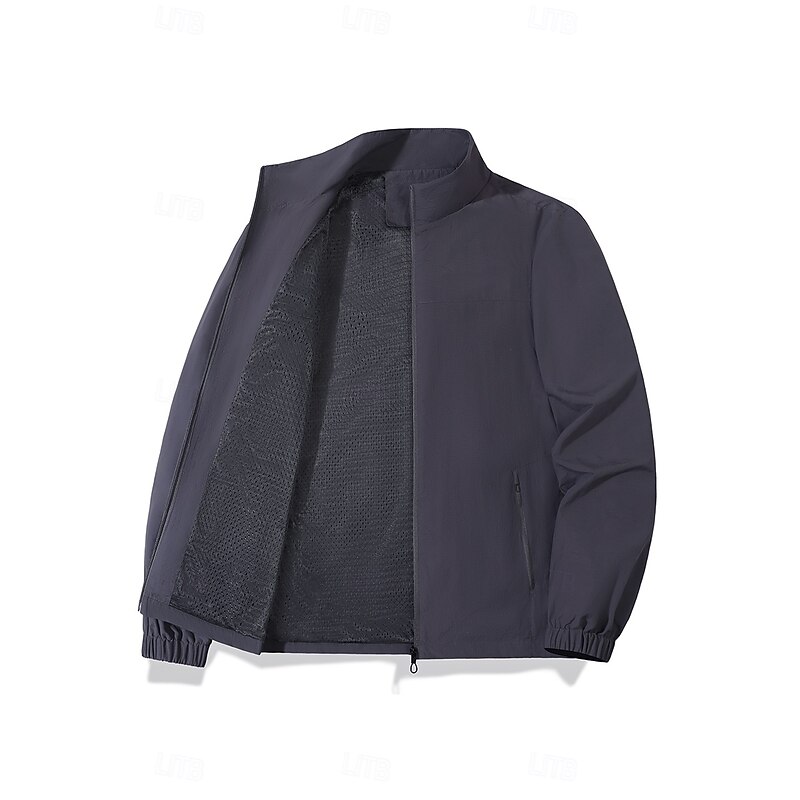Men's Jacket Casual Jacket Outdoor Vacation Warm Zipper Pocket Fall Winter Plain Fashion Streetwear Standing Collar Regular Black Khaki Army Green Dark Blue Gray Jacket2