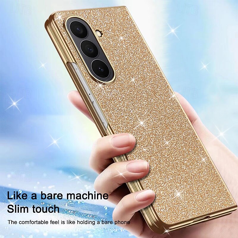 Phone Case For Samsung Galaxy Z Fold 7 Z Fold 6 Z Fold 5 Z Fold 4 Back Cover Bling Glitter Shiny Shockproof PC PU Leather3