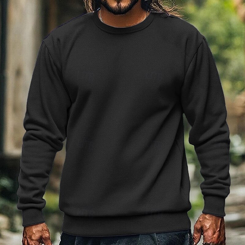Men's Sweatshirt Black White Army Green Red Light Grey Crew Neck Plain Sports & Outdoor Daily Holiday Polyester Streetwear Basic Casual Fall Winter Clothing Apparel Hoodies Sweatshirts2