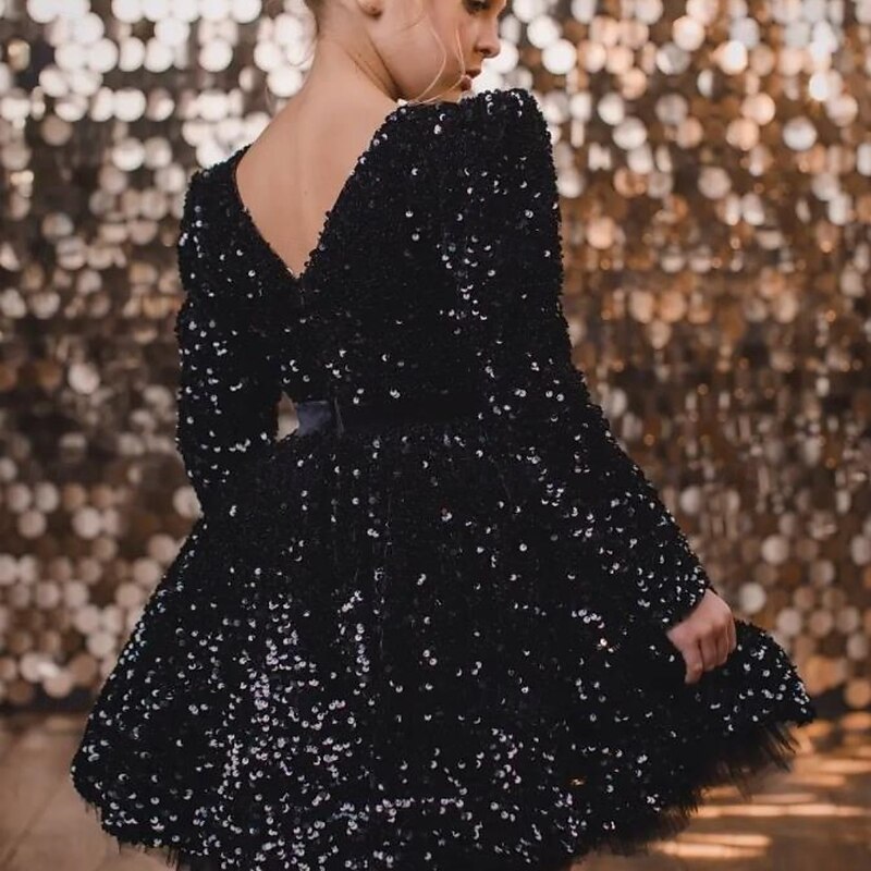 Kids Girls' Party Dress Solid Color Long Sleeve Performance Mesh Princess Sweet Mesh Mid-Calf Sheath Dress Tulle Dress Summer Spring Fall kids Black White Wine2