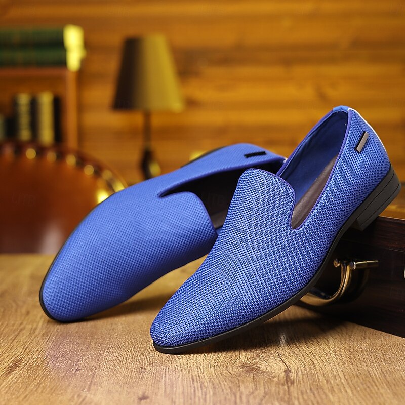 Men's Blue Textured Slip-On Loafers – Stylish Casual Shoes for Comfortable Everyday Wear and Social Events2