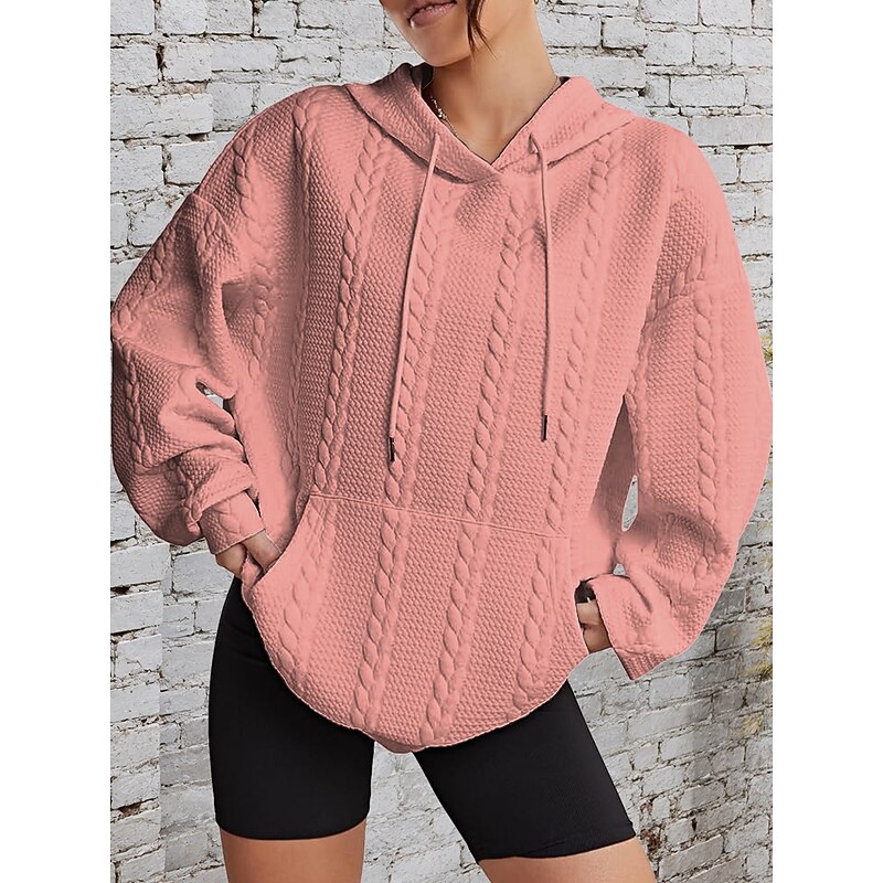 Women's Hoodies Sportswear Casual Long Sleeve Hooded Regular Tops Casual Sports Drawstring Front Pocket Black White Pink Gray Fall Winter