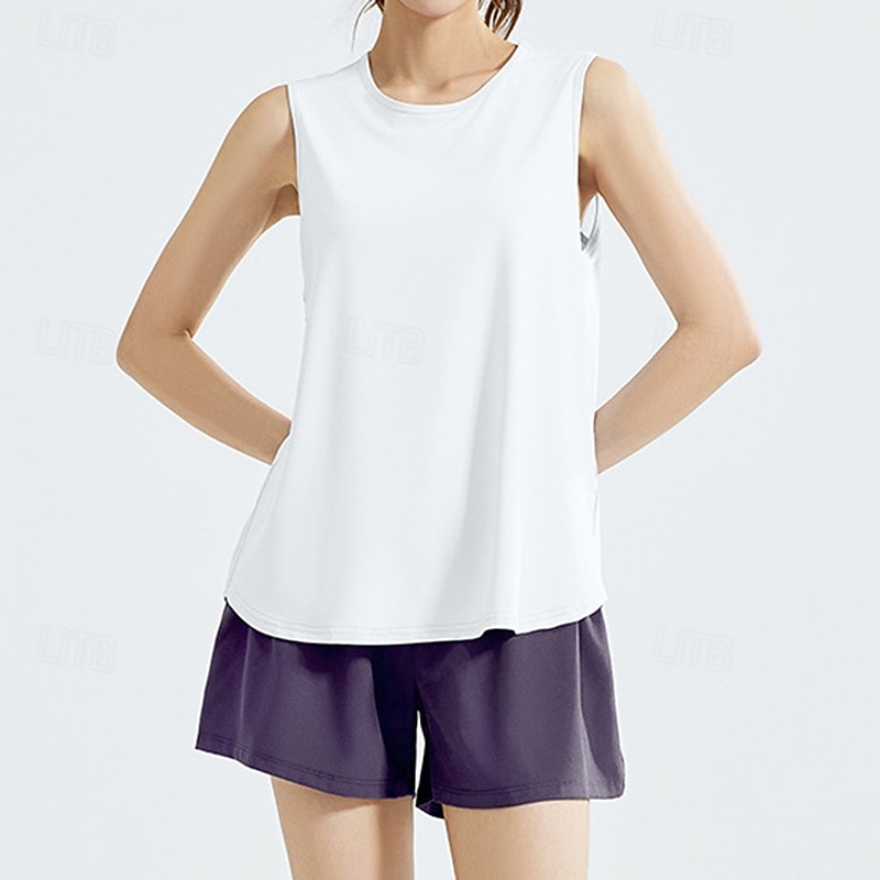 Women's Yoga Shirts Breathable Mesh Sleeveless Sports Solid Color Top For Gym Running Fitness Activewear4