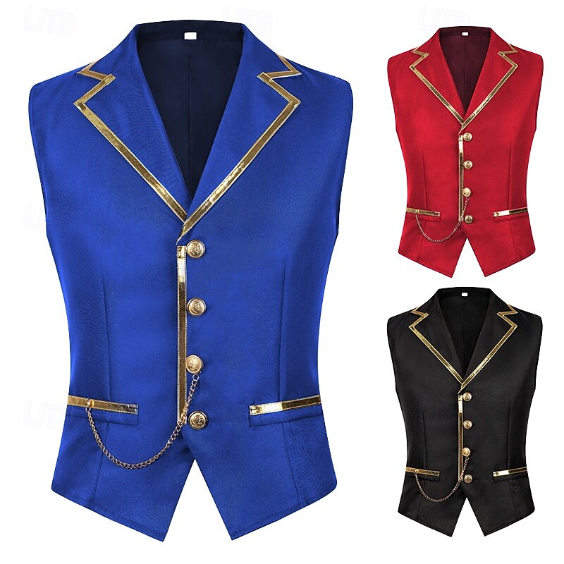 Retro Vintage Medieval Renaissance Vest Waistcoat Prince Nobleman Fancy Dress Men's Fantasy Royal Halloween Carnival Masquerade Party & Evening Adults Vest All Seasons