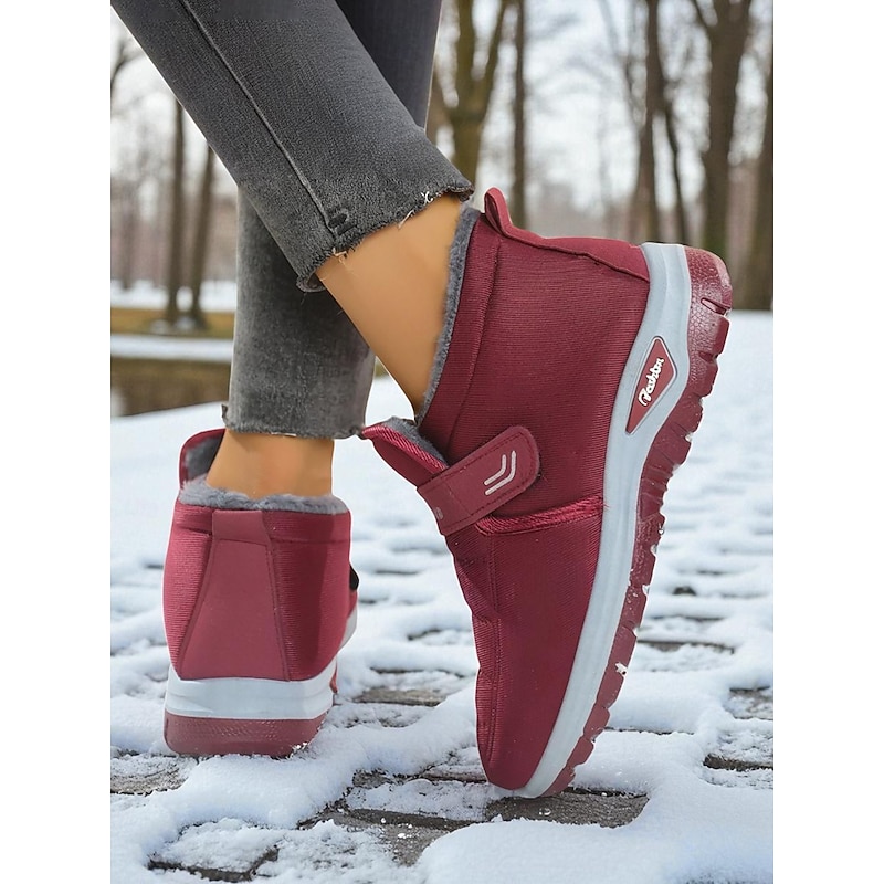 Women's Burgundy Warm Fleece-Lined Winter Sneakers – Waterproof Non-Slip Snow Shoes for Outdoor Walking and Cold Weather4