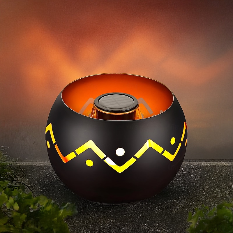 Solar Lanterns Outdoor Waterproof, Solar Table Lamp for Outside Patio, Metal Pot with Warm Yellow Dancing Flickering Flame Light LED Tabletop Lamp Decorative for Garden Decor, Landscape, Yard2