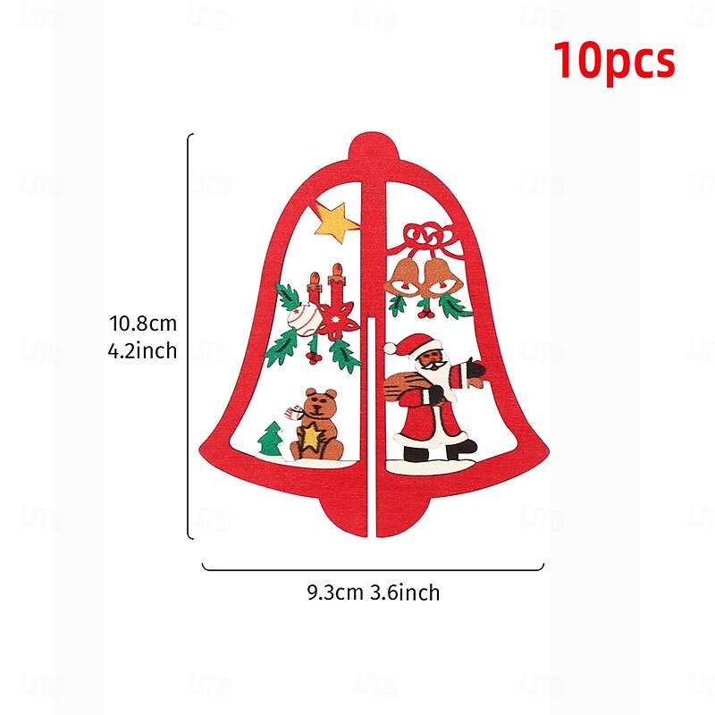 10PCS Christmas Wooden Hanging Ornaments, Creative Cute Colorful 3D Puzzle Decorations with Tree and Snowflake Shapes, Hollow Wooden Xmas Tree Hanging Decor for Home and Holiday Scene Arrangement2