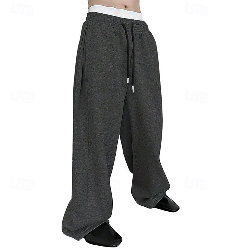 Men's Sweatpants Wide Leg Sweatpants Trousers Baggy Pants Open Bottom Sweatpants Drawstring Elastic Waist Plain Moisture Wicking Breathable Full Length Sports Outdoor Casual Daily Fashion Streetwear2