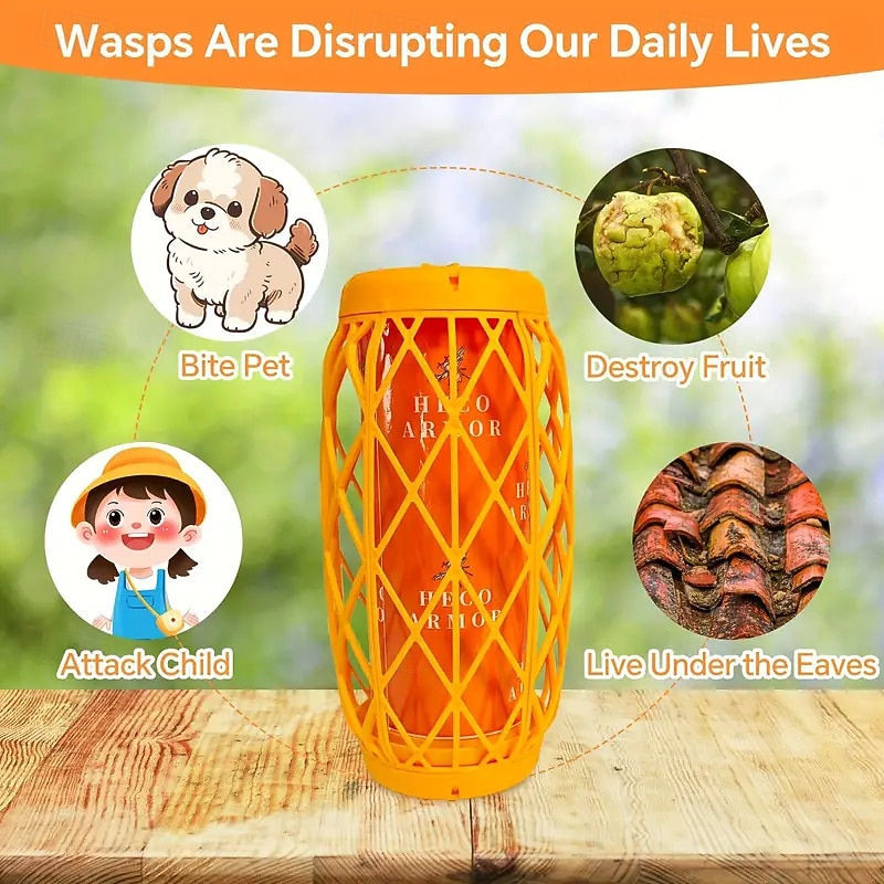 Outdoor Hanging Hornet Trap Bee Trap Orange Jacket Trap Bee Catcher Trap Sticky Insect Deterrent Killer Set 2-piece Set2
