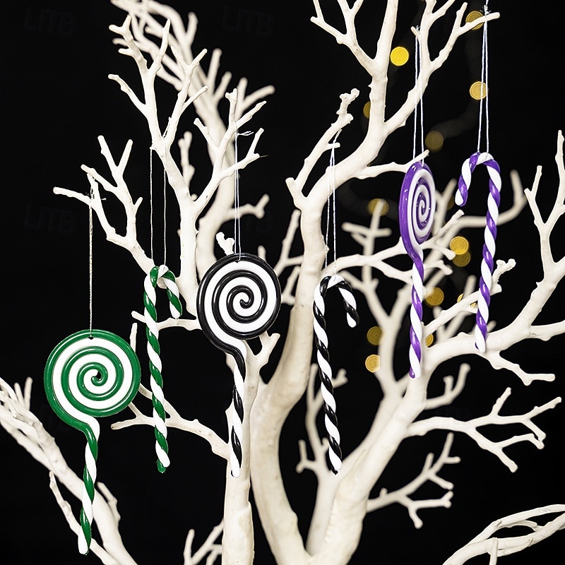 12pcs Christmas Candy Cane Hanging Ornaments, Colorful Lollipop Candy Cane Decorations, Red and White Christmas Tree Hanging Decor, Holiday Party and Gift Accessories3