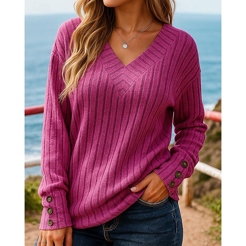 Women's Pullover Sweatshirt Casual Tops Long Sleeve Top Athleisure Fall V Neck Solid Colored Fashion Outdoor Travel Sportswear Activewear Black Green Khaki3