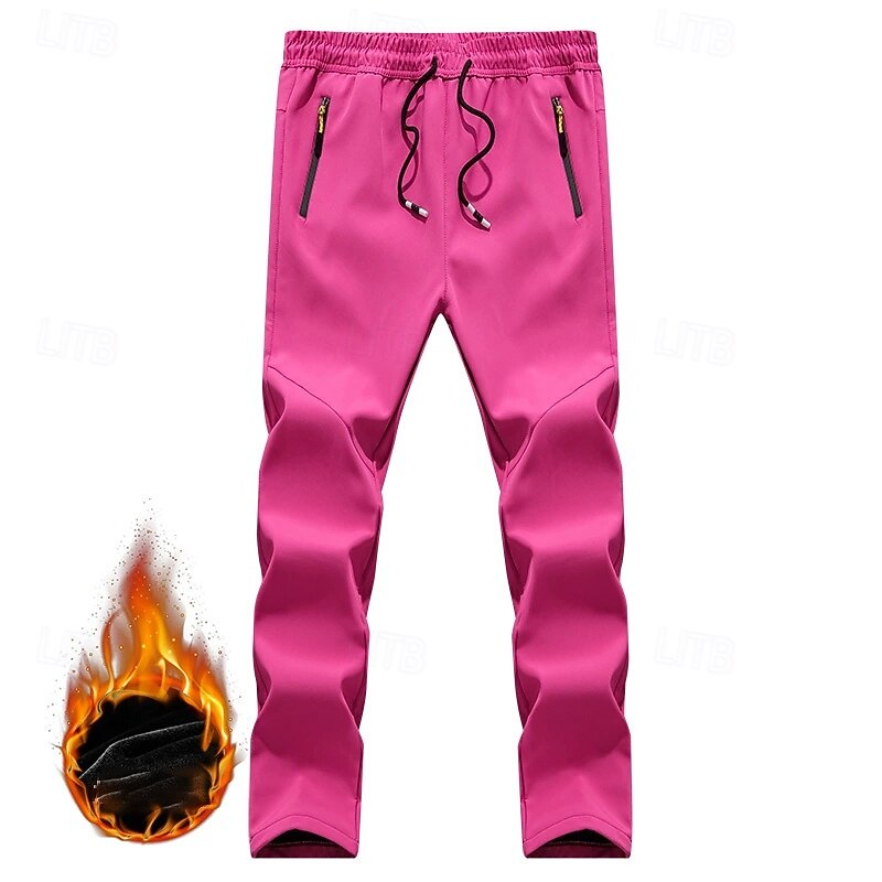 Women's Cargo Pants Slacks Casual Plus velvet Full Length Natural Plain Drawstring Thermal Warm Windproof Comfortable Street Holiday Daily Wear Pinky Navy Black Winter Regular Fit3