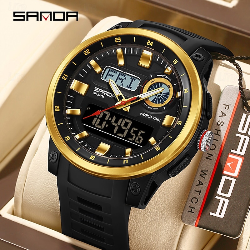 SANDA Fashion Brand Sport Electronics Watches for Men Outdoors Analog Digital Man Watch Luminous Waterproof Backlight Wristwatch - Main Image