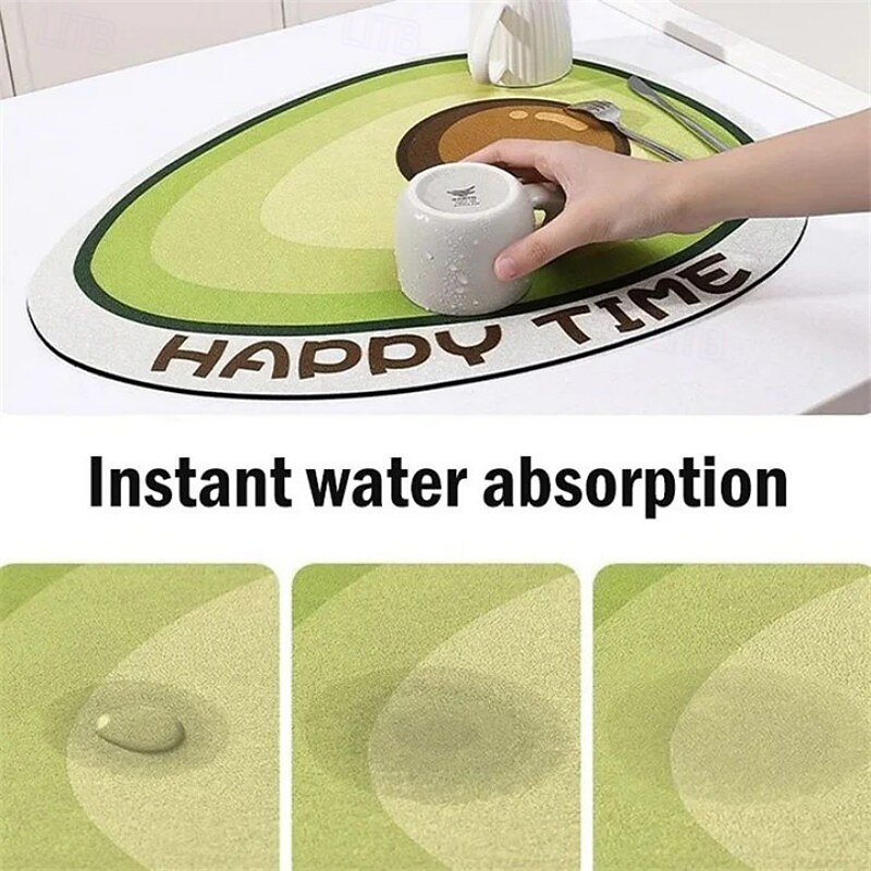 Kitchen Drain Mat Cartoon Silicone Diatom Mud Water Absorbent Mat for Countertop Table Coffee Table Dishware Heat Resistant Trivet Non-slip Home Kitchen Accessory2