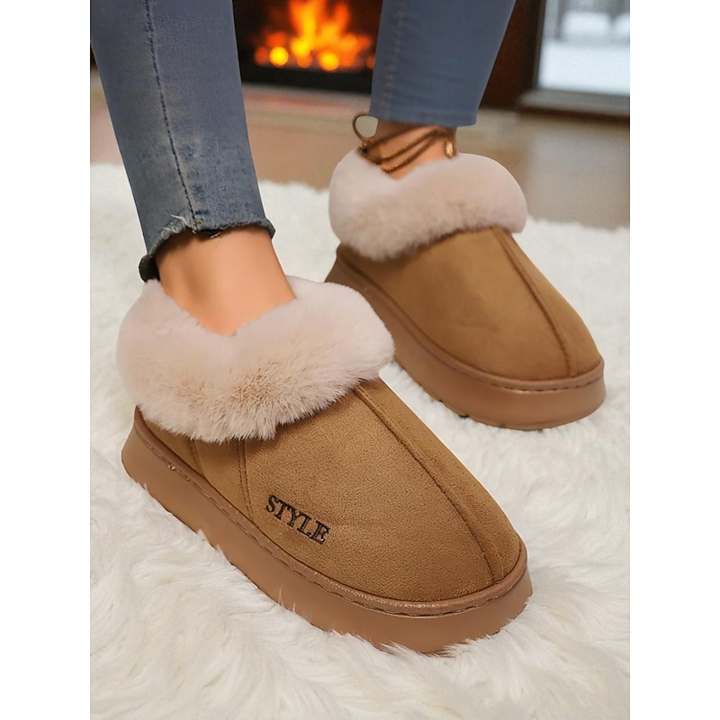 Women's Faux Fur Lined Slip-On Slippers with , Warm Winter Indoor House Shoes for Winter, Bedroom and Cozy Home Wear3