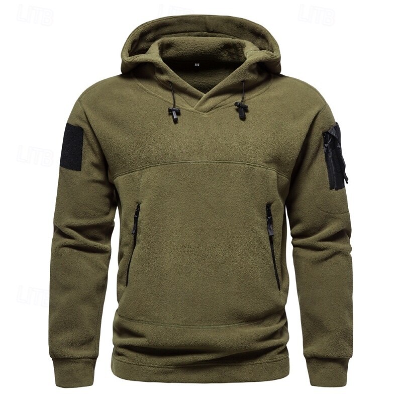 Men's Hoodie Fleece Hoodie Tactical Hoodie Black Army Green Dark Gray Hooded Plain Patchwork Zipper Sports & Outdoor Casual Daily Streetwear Cool Sportswear Spring &  Fall Clothing Apparel Hoodies3
