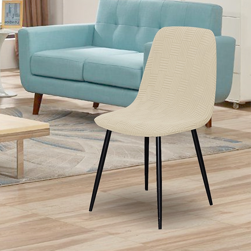 Shell Chair Cover with 5x5 Grid Design  Stretch Slipcover for Scallop Back Accent or Vanity Chairs