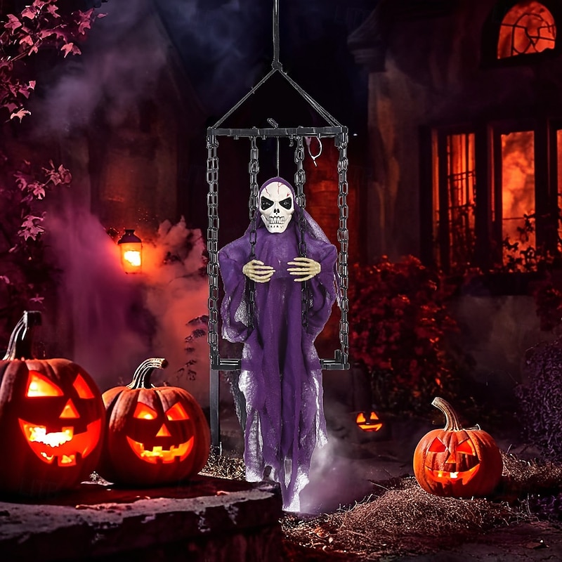 Terrifying Chain Ghost Halloween Garden Party Atmosphere Decorations Spooky Pranking Cage Ghost Props