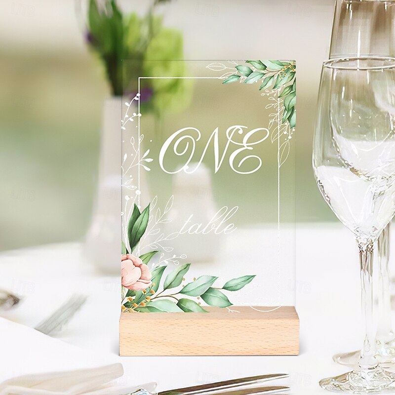 Transparent PVC Writable Table Number Signs, Reusable Clear Desk Decoration Cards for Messages, Table Tips, Weddings, Parties, Valentine’s Day, and Holiday Celebrations3