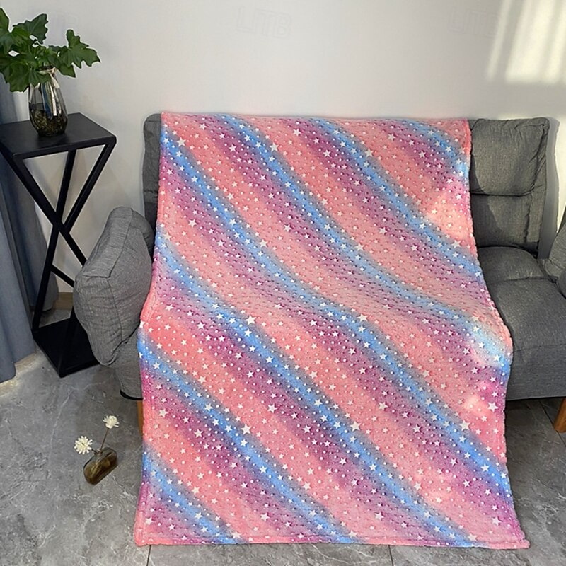 Reversible Glow-in-the-Dark Flannel Blanket - Kids Cozy Throw, Office Lazy Blanket, Soft All-Season Comfort2