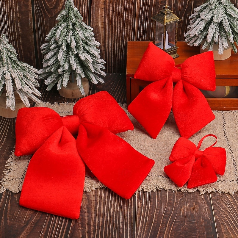 Christmas Red Bow Ornament Elegant and Durable Holiday Decoration, Perfect for Christmas Tree, Wreaths, Gifts, and Festive Home or Office Decor2