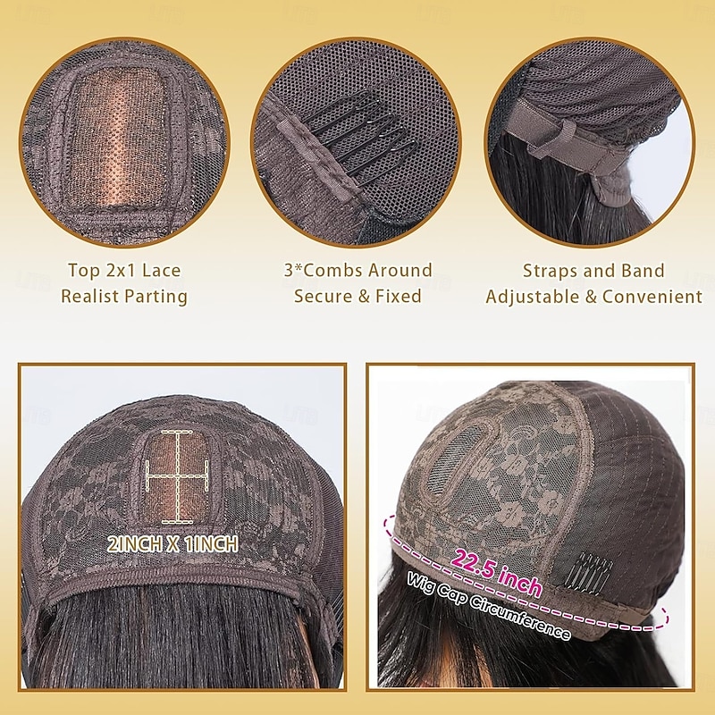 Bang Wig Human Hair 180% Density Upgrade 2x1 HD Lace Glueless Wig with Bangs Human Hair Staight Wig with Bangs for Black Women4